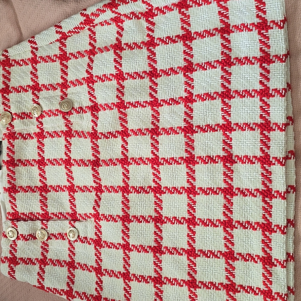 Ann Taylor Red and White Textured Skirt